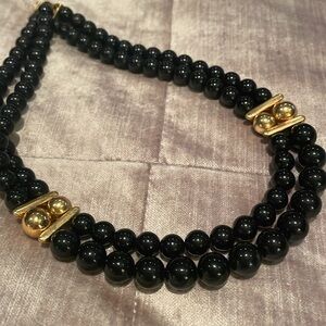 Napier Black and gold Necklace 16” Rare
